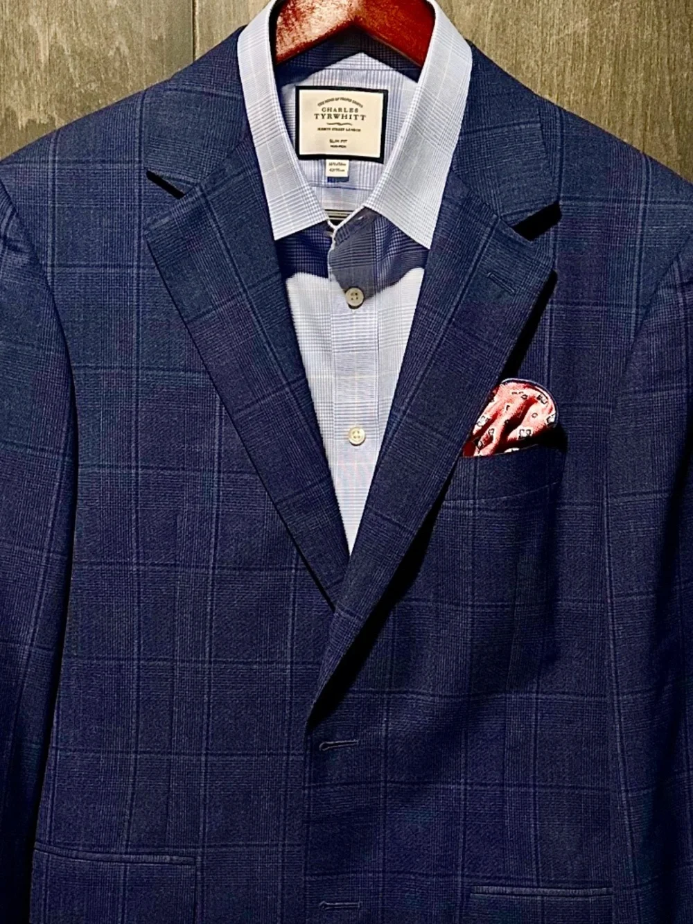Canali 1934 Impeccabile Wool Classic Fit Navy Blue Tonal Plaid Suit Jacket 40R
